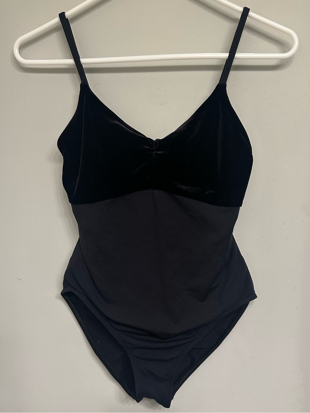 Motionwear Black Velvet & Knit Camisole Bodysuit